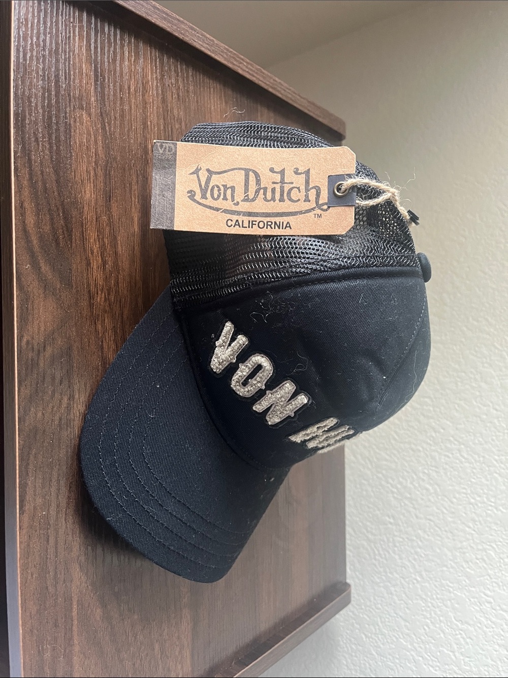 Von Dutch Black Cap with Raised White Logo
